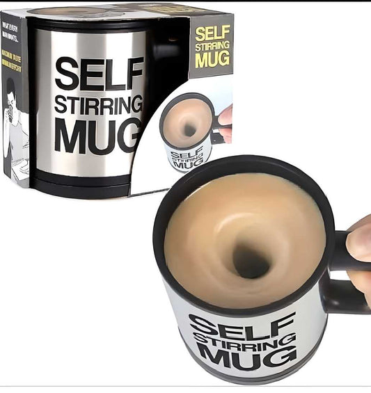 Self-Stirring Coffee Mug – Automatic Mixing Stainless Steel Cup (400 ml / 13.5 oz)