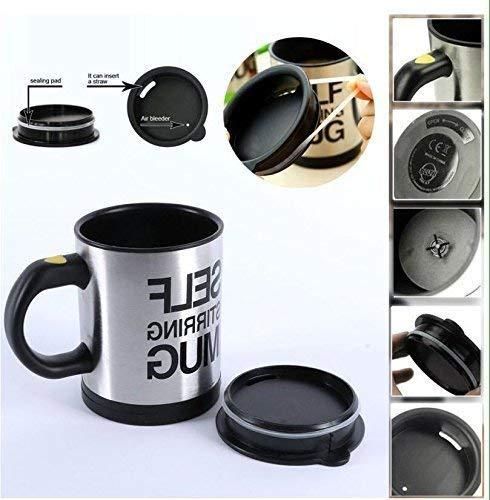 Self-Stirring Coffee Mug – Automatic Mixing Stainless Steel Cup (400 ml / 13.5 oz)