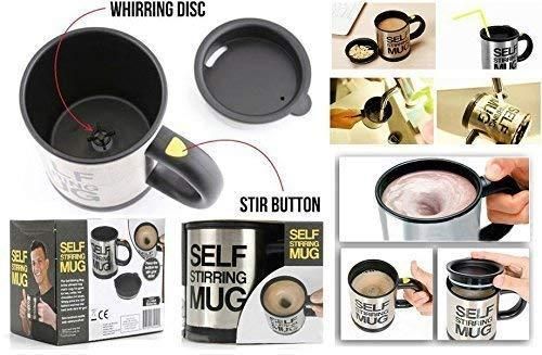 Self-Stirring Coffee Mug – Automatic Mixing Stainless Steel Cup (400 ml / 13.5 oz)