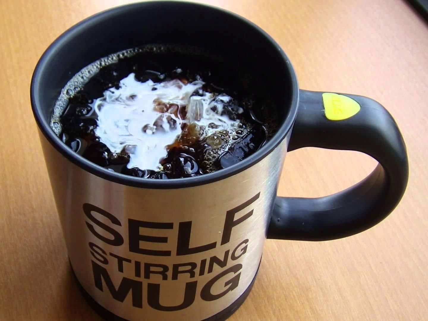Self-Stirring Coffee Mug – Automatic Mixing Stainless Steel Cup (400 ml / 13.5 oz)